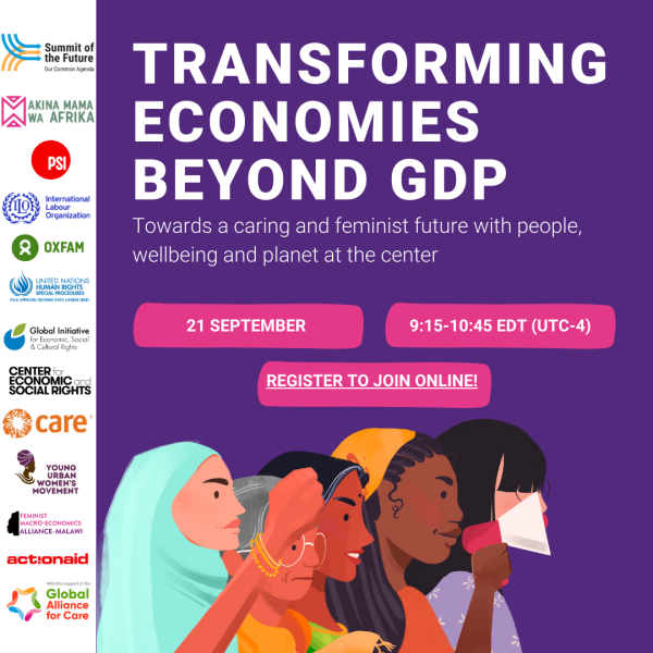 Transforming Economies beyond GDP: towards a caring and feminist future with people, wellbeing and planet at the center