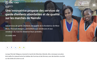 Une innovatrice propose des services de garde d’enfants abordables et de qualité sur les marchés de Nairobi