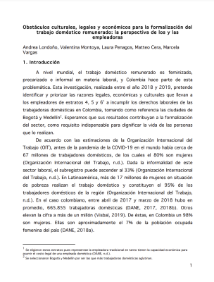 Obstáculos culturales, legales y económicos para la formalización del trabajo doméstico remunerado: la perspectiva de los y las empleadoras