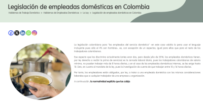 Legislación sobre el trabajo doméstico en Colombia