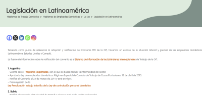 Legislación sobre el trabajo doméstico en América Latina