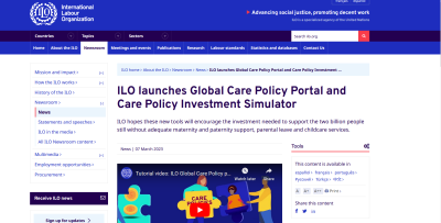 ILO launches Global Care Policy Portal and Care Policy Investment Simulator