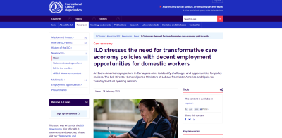 ILO stresses the need for transformative care economy policies with decent employment opportunities for domestic workers