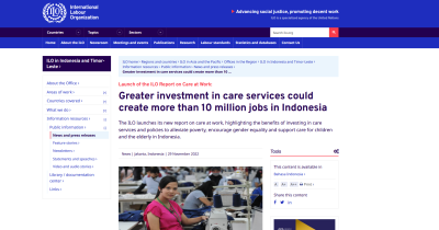 Greater investment in care services could create more than 10 million jobs in Indonesia