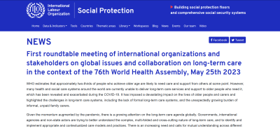 First roundtable meeting of international organizations and stakeholders on global issues and collaboration on long-term care in the context of the 76th World Health Assembly