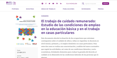 El trabajo de cuidado remunerado: Estudio de las condiciones de empleo en la educación básica y en el trabajo en casas particulares