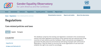 Repository on Care related policies and laws (Gender Equality Observatory)