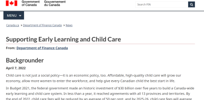 Supporting Early Learning and Child Care