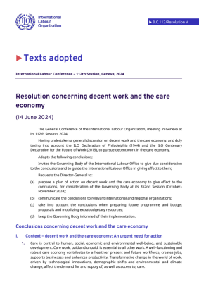 Resolution concerning decent work and the care economy